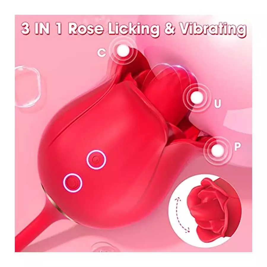 Rose Sex Toys Women Vibrator,Adult Women Sex Toys Stimulator Licking Vibrator Couples Sex Toys G Spot Dildo,Female Vibrators Adu