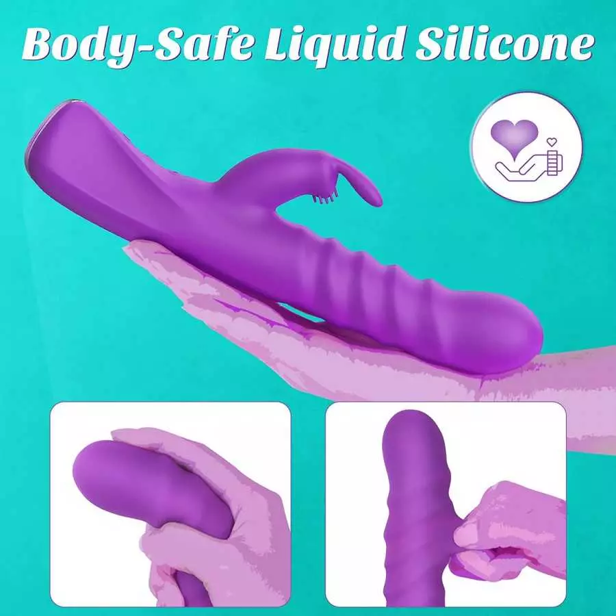 Thrusting Vibrator with Strong Pulses Action - BOMBEX Hayden, Clitoralis Stimulator with Flapping Bunny, 9.2" G Spot Vibrator, R