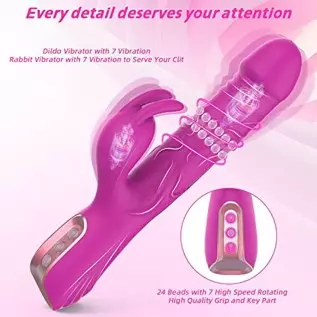 Rotating Beaded Clit Rose Rabbit Dildo Vibrator Adult Sex Toys for Women,Triple Action G Spot Vibrators with Independent Clitora Rotating Beaded Clit Rose Rabbit Dildo Vibrator Adult Sex Toys for Women,Triple Action G Spot Vibrators with Independent Clitora
