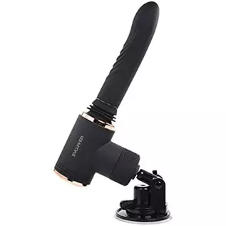 Too Hot to Handle Rechargeable Silicone Thrusting Vibrator with Suction Cup - Black