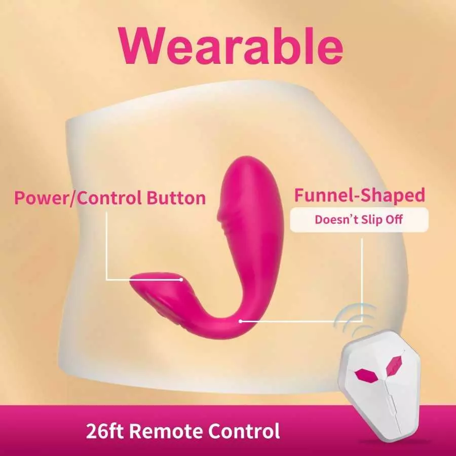 Sex Toys Wearable Clitoral and G Spot Vibrator for Clit G Spot Dual Stimulation, Flaffy 26ft Remote Control Adult Sex Toys with 