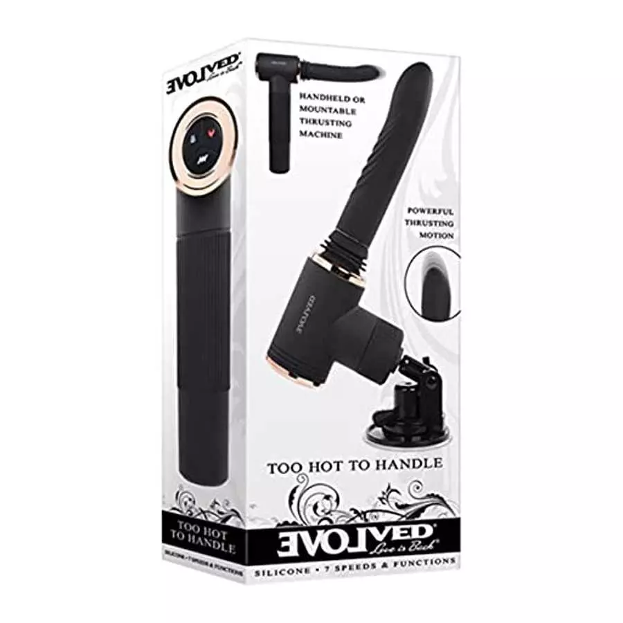 Too Hot to Handle Rechargeable Silicone Thrusting Vibrator with Suction Cup - Black