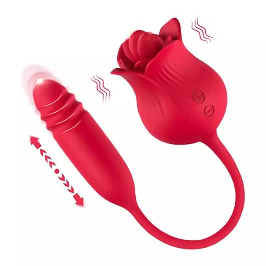 Rose Toy Vibrator for Women, STIRLOVE Tongue Licking and G Spot Bullet Thrusting Vibrator with 10 Modes, Clitoral Stimulator Mas Rose Toy Vibrator for Women, STIRLOVE Tongue Licking and G Spot Bullet Thrusting Vibrator with 10 Modes, Clitoral Stimulator Mas