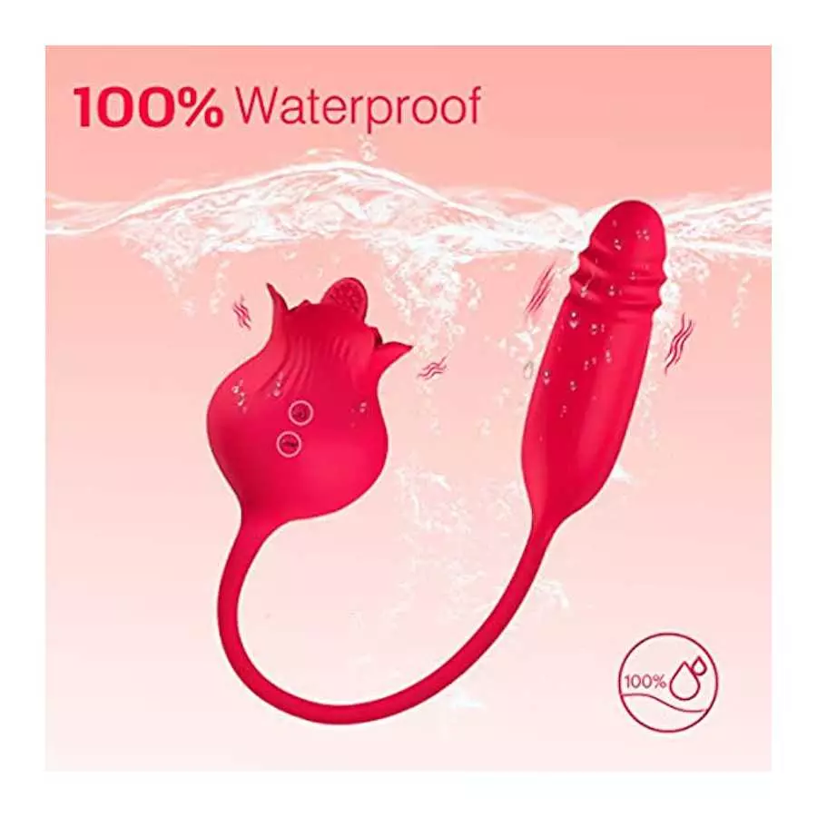 Rose Toy Vibrator for Women, STIRLOVE Tongue Licking and G Spot Bullet Thrusting Vibrator with 10 Modes, Clitoral Stimulator Mas