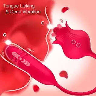 Rose Toy Vibrator for Women, STIRLOVE Tongue Licking and G Spot Bullet Thrusting Vibrator with 10 Modes, Clitoral Stimulator Mas Rose Toy Vibrator for Women, STIRLOVE Tongue Licking and G Spot Bullet Thrusting Vibrator with 10 Modes, Clitoral Stimulator Mas