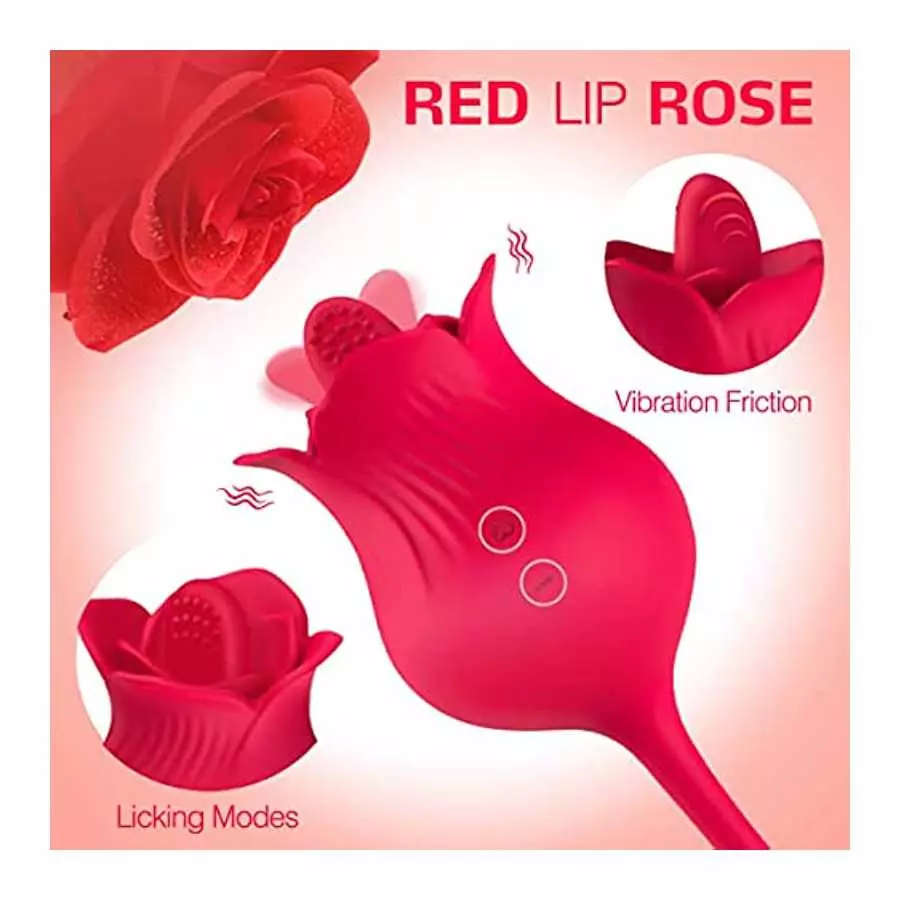 Rose Toy Vibrator for Women, STIRLOVE Tongue Licking and G Spot Bullet Thrusting Vibrator with 10 Modes, Clitoral Stimulator Mas