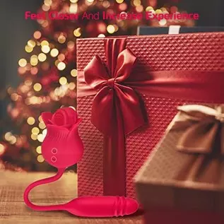 Rose Toy Vibrator for Women, STIRLOVE Tongue Licking and G Spot Bullet Thrusting Vibrator with 10 Modes, Clitoral Stimulator Mas Rose Toy Vibrator for Women, STIRLOVE Tongue Licking and G Spot Bullet Thrusting Vibrator with 10 Modes, Clitoral Stimulator Mas