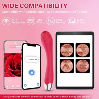 Wireless Visual Rose Vibrator with HD Camera for Female Body Explore, Clitoral Nipple Stimulator G-Spot Dildo Vibrator with 6 Vi Wireless Visual Rose Vibrator with HD Camera for Female Body Explore, Clitoral Nipple Stimulator G-Spot Dildo Vibrator with 6 Vi