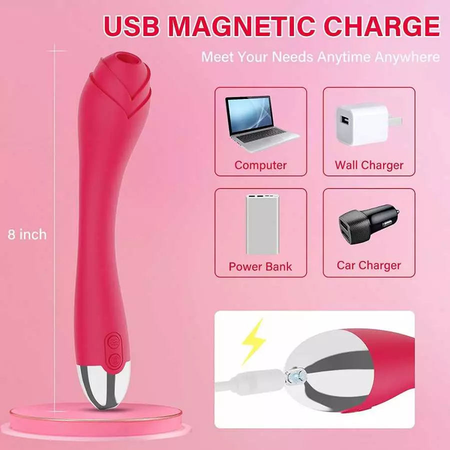 Wireless Visual Rose Vibrator with HD Camera for Female Body Explore, Clitoral Nipple Stimulator G-Spot Dildo Vibrator with 6 Vi