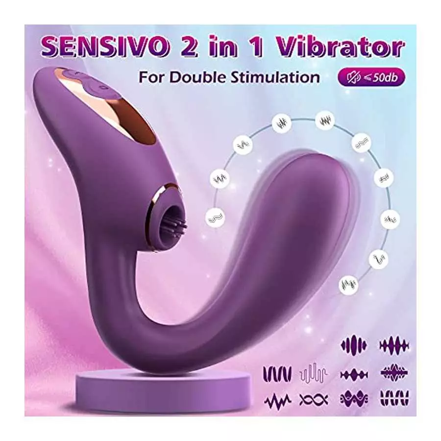 SENSIVO 2 in 1 G Spot Vibrator, Clitoralis Stimulator for Women with 10 Licking & Vibrating Modes, Dual Stimulation Super Quite 