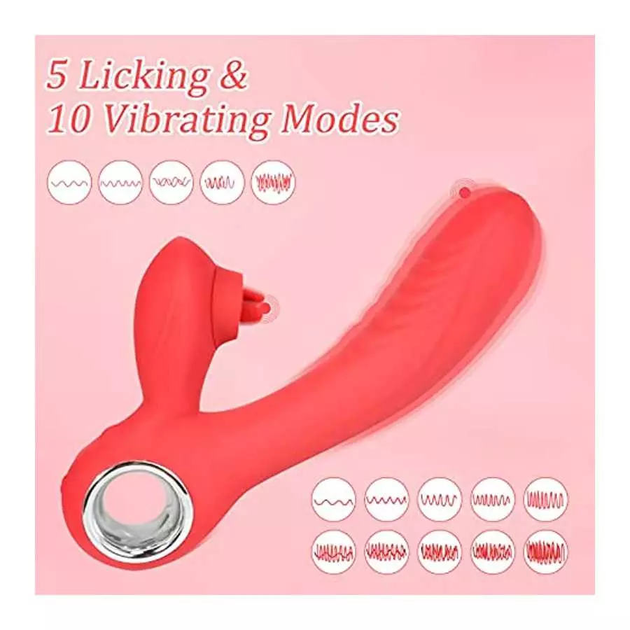 Clitoral G-spot Vibrator for Women: Vibrator Adult Sex Toy with 5 Tongue Licking and 10 Vibration Modes, Jupupoxo Rechargeable H