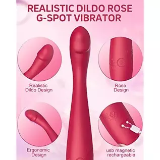 G Spot Rose Toy Vibrator for Women, Dildo Shaped Waterproof Vibes with Heating Function & 10 Vibration Modes, Rechargeable Perso G Spot Rose Toy Vibrator for Women, Dildo Shaped Waterproof Vibes with Heating Function & 10 Vibration Modes, Rechargeable Perso