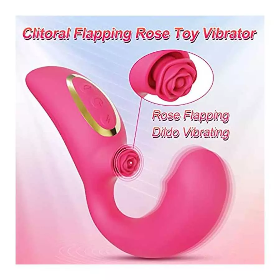 Flapping Rose Toys Vibrator, Clitoral Stimulator G Spot Dildo Heating Toys with 5 Flapping & 10 Vibrating Modes, Clit Vaginal An