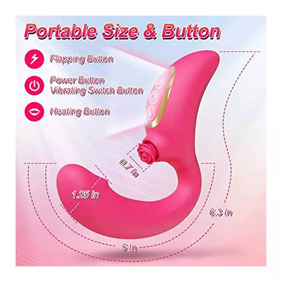 Flapping Rose Toys Vibrator, Clitoral Stimulator G Spot Dildo Heating Toys with 5 Flapping & 10 Vibrating Modes, Clit Vaginal An