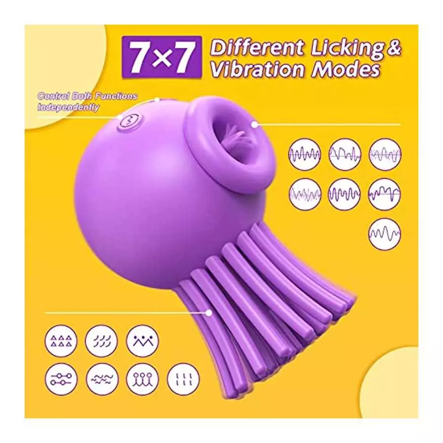 Clitoral Licking G Spot Vibrator for Clit and Nipple Stimulation, Tongue Vibrator with 7 Vibration & 7 Licking Modes, Rechargeab