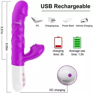 MLZYSKQ Thrusting Rabbit Vibrator for Women, G Spot Dildo Vibrator 3 Thrusting Rotating and 7 Clitoris Stimulator Vibrator 3 in MLZYSKQ Thrusting Rabbit Vibrator for Women, G Spot Dildo Vibrator 3 Thrusting Rotating and 7 Clitoris Stimulator Vibrator 3 in