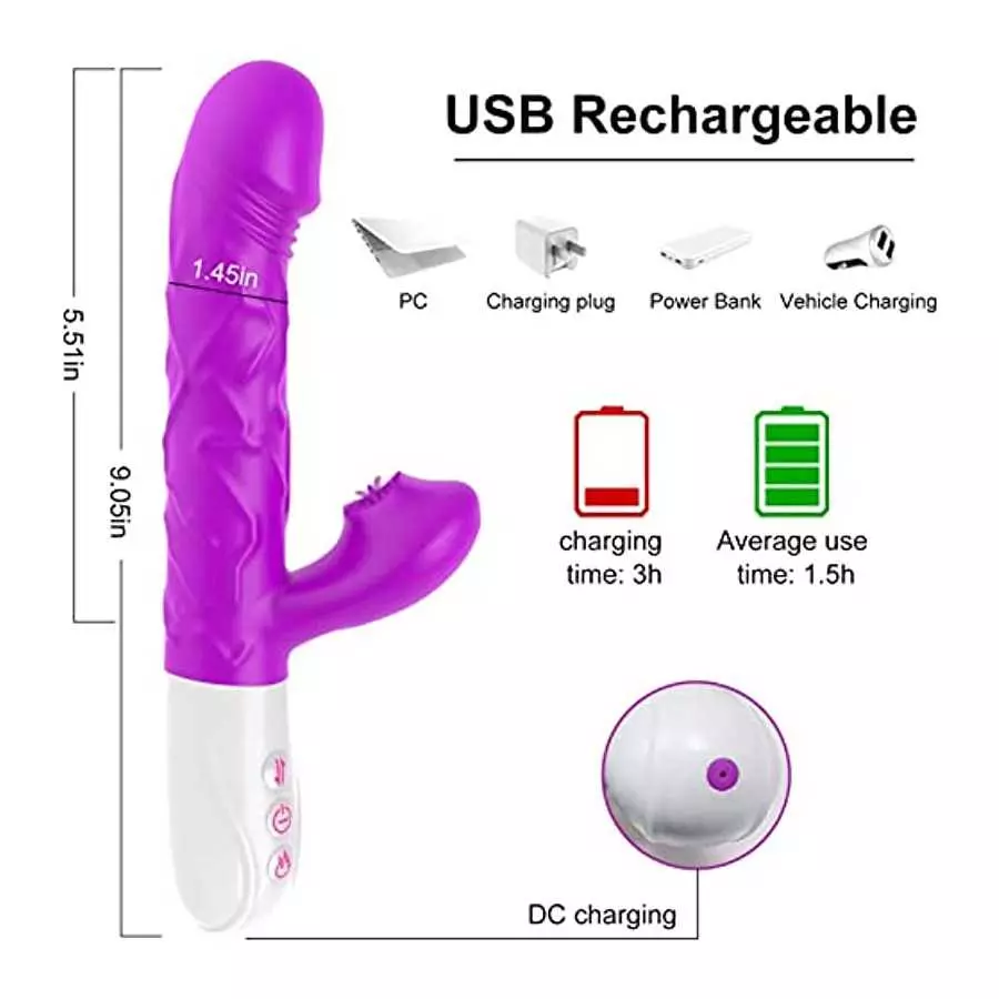 MLZYSKQ Thrusting Rabbit Vibrator for Women, G Spot Dildo Vibrator 3 Thrusting Rotating and 7 Clitoris Stimulator Vibrator 3 in 