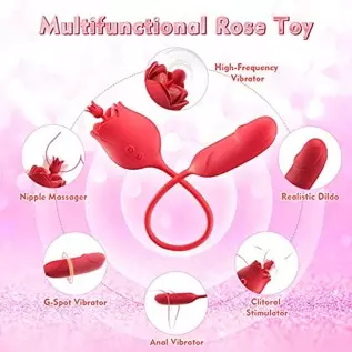 G Spot Anal Dildo Vibrator - Rose Toy Clitoral Vibrator for Women Squirting Orgasm, 3 * 10 Modes, Realistic Rotating Vibrator Ni