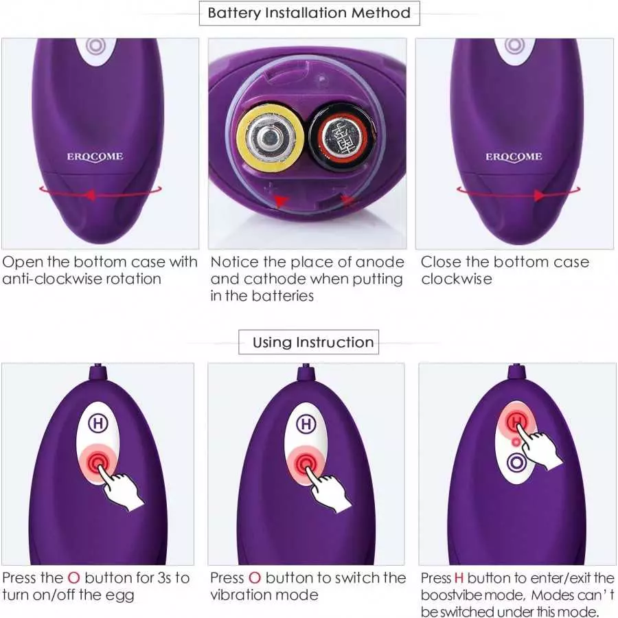 Remote Bullet Vibrator Love Eggs with 12 Vibration Modes for Thrilling Internal Pleasure, EROCOMR Remote Control Ovular Egg Clit