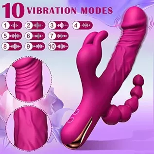 Dildo Rabbit Clitoral Vibrator, G Spot Anal Stimulation for Women, Adult Sex Toys with 10 Vibration Modes, 3 in 1 Realistic Vibr Dildo Rabbit Clitoral Vibrator, G Spot Anal Stimulation for Women, Adult Sex Toys with 10 Vibration Modes, 3 in 1 Realistic Vibr