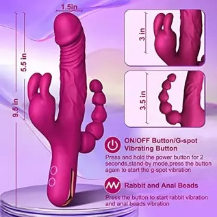 Dildo Rabbit Clitoral Vibrator, G Spot Anal Stimulation for Women, Adult Sex Toys with 10 Vibration Modes, 3 in 1 Realistic Vibr Dildo Rabbit Clitoral Vibrator, G Spot Anal Stimulation for Women, Adult Sex Toys with 10 Vibration Modes, 3 in 1 Realistic Vibr