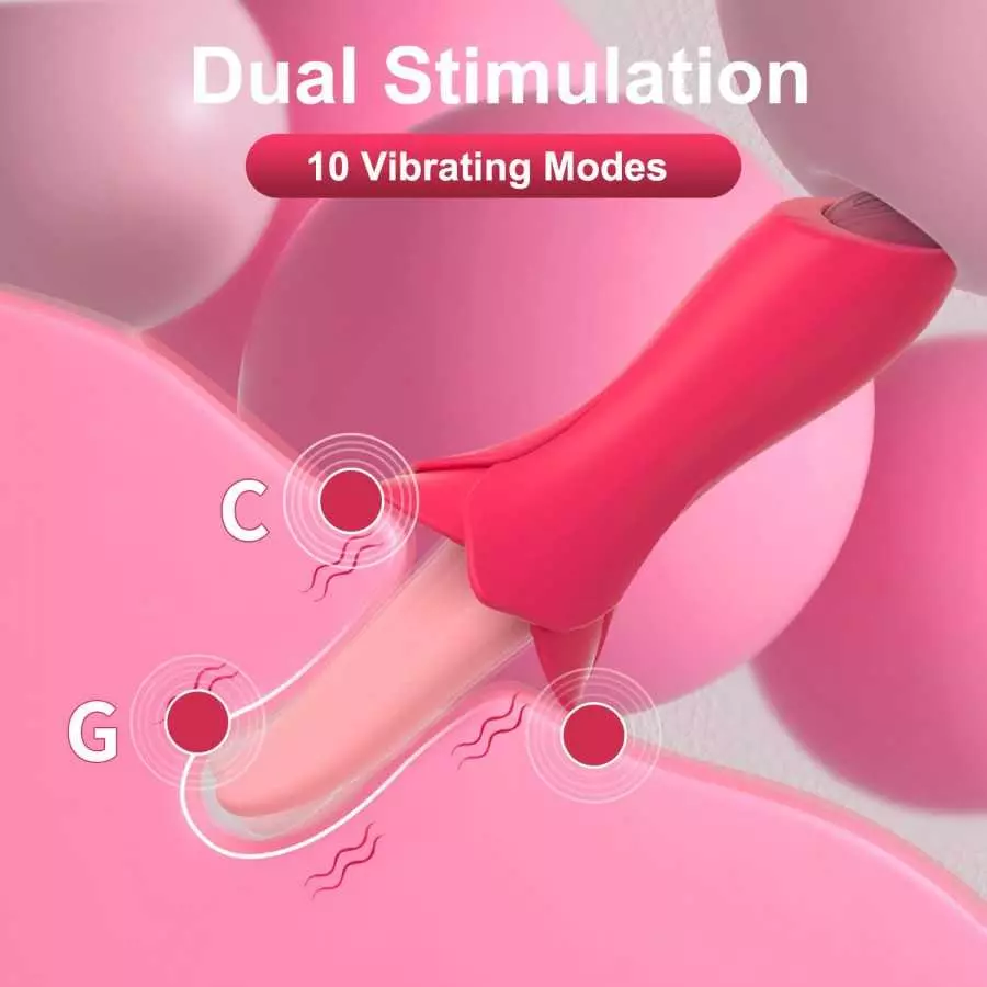 Rose Shaped Sex Toys for Woman Clitoral Sex Toys G Spot Vibrator 10 Modes, Flaffy Tongue Licking Vibrator Adult Sensory Toys Dil