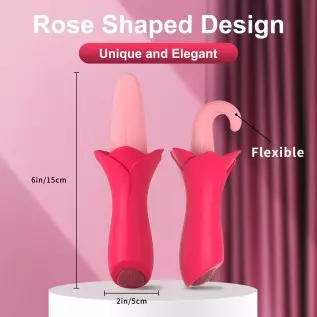 Rose Shaped Sex Toys for Woman Clitoral Sex Toys G Spot Vibrator 10 Modes, Flaffy Tongue Licking Vibrator Adult Sensory Toys Dil
