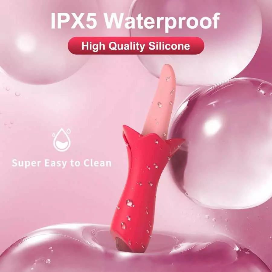 Rose Shaped Sex Toys for Woman Clitoral Sex Toys G Spot Vibrator 10 Modes, Flaffy Tongue Licking Vibrator Adult Sensory Toys Dil
