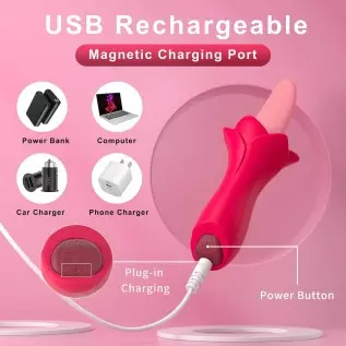 Rose Shaped Sex Toys for Woman Clitoral Sex Toys G Spot Vibrator 10 Modes, Flaffy Tongue Licking Vibrator Adult Sensory Toys Dil
