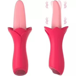 Rose Shaped Sex Toys for Woman Clitoral Sex Toys G Spot Vibrator 10 Modes, Flaffy Tongue Licking Vibrator Adult Sensory Toys Dil