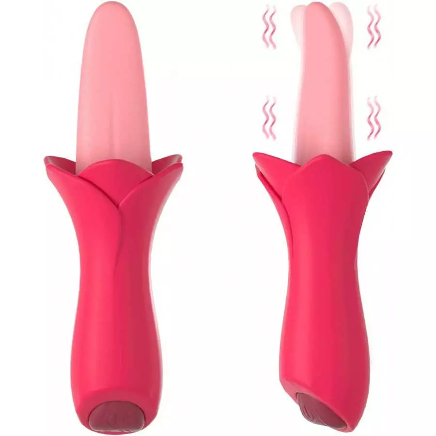 Rose Shaped Sex Toys for Woman Clitoral Sex Toys G Spot Vibrator 10 Modes, Flaffy Tongue Licking Vibrator Adult Sensory Toys Dil