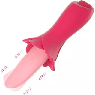 Rose Shaped Sex Toys for Woman Clitoral Sex Toys G Spot Vibrator 10 Modes, Flaffy Tongue Licking Vibrator Adult Sensory Toys Dil