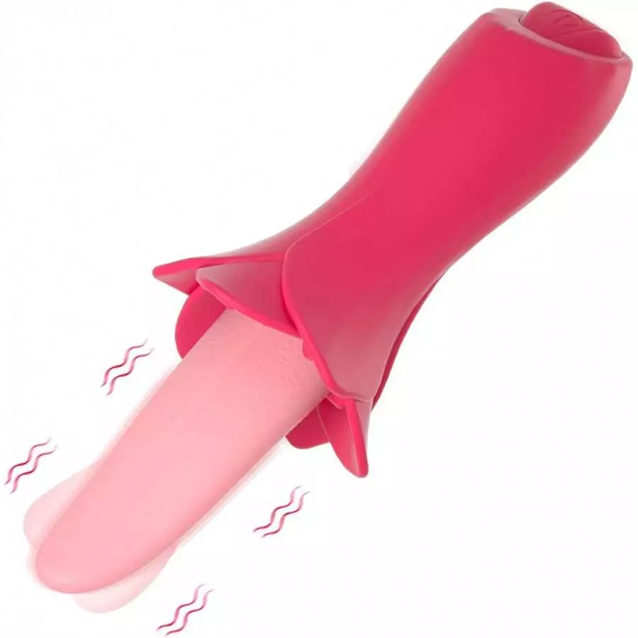 Rose Shaped Sex Toys for Woman Clitoral Sex Toys G Spot Vibrator 10 Modes, Flaffy Tongue Licking Vibrator Adult Sensory Toys Dil
