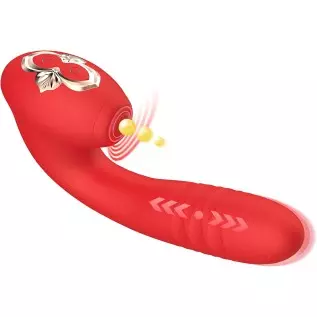 G Spot Clitoral Rose Vibrator Toy with 10 Mind-Blowing Tapping and 10 Thrusting Telescopic Modes for Clit and Vagina Stimulation