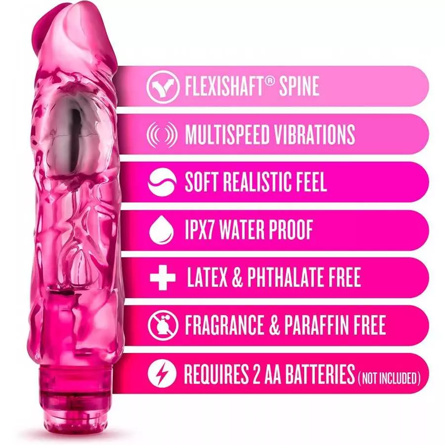 Blush Wild Ride - 9" Long Soft Large 2" Thick Realistic Vibrating Dildo - Multi Speed Powerful Vibrator - IPX7 Waterproof - Body