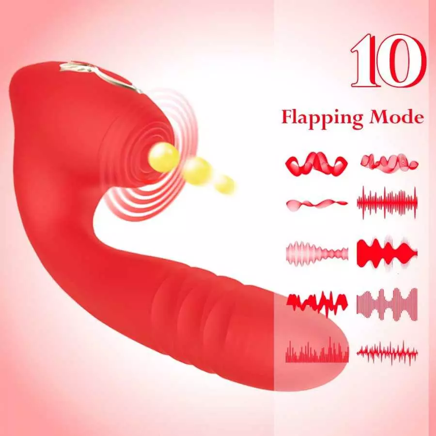 G Spot Clitoral Rose Vibrator Toy with 10 Mind-Blowing Tapping and 10 Thrusting Telescopic Modes for Clit and Vagina Stimulation