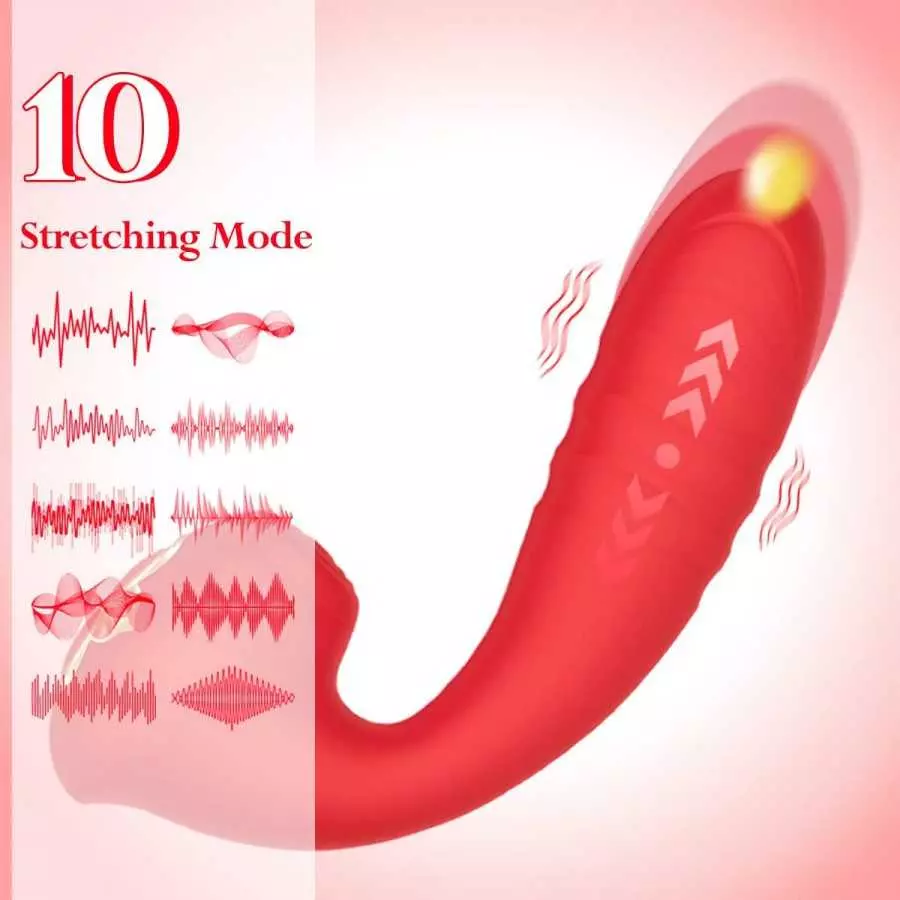 G Spot Clitoral Rose Vibrator Toy with 10 Mind-Blowing Tapping and 10 Thrusting Telescopic Modes for Clit and Vagina Stimulation