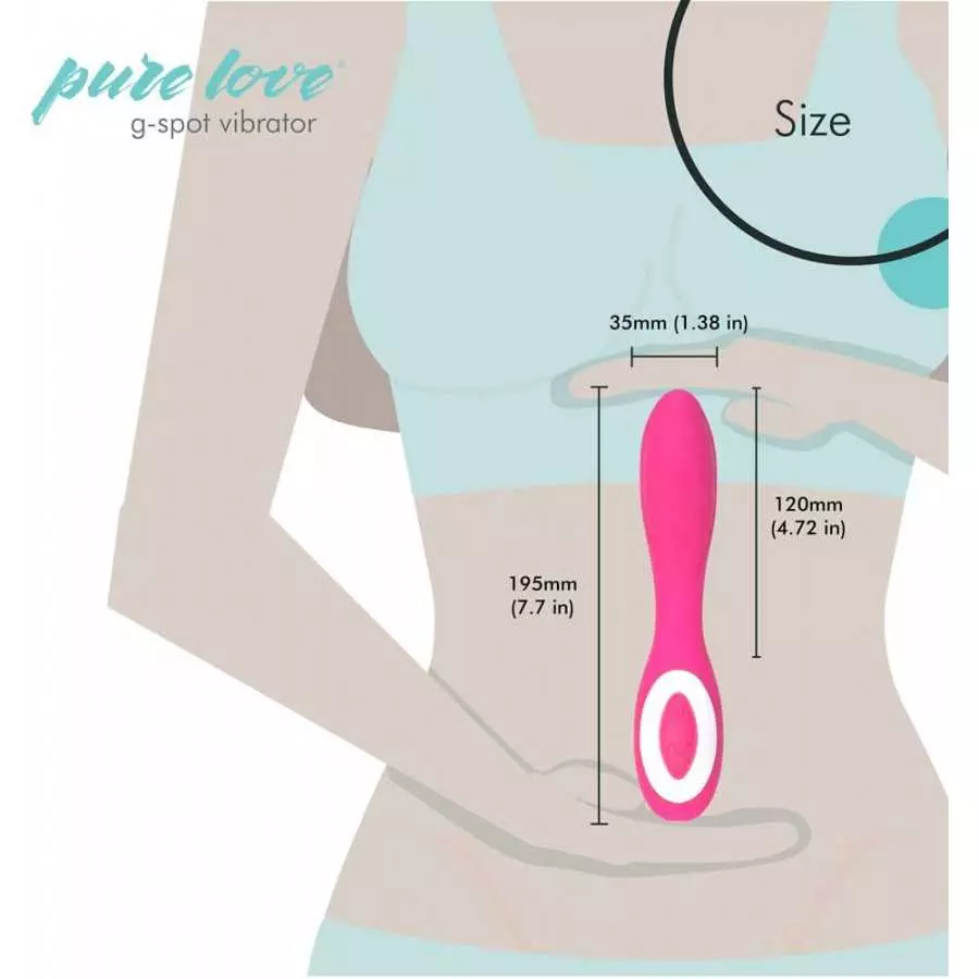 Pure Love G-Spot Silicone Vibrator Purple, Rechargeable, Water-Resistant and Multi Function, Adult Sex Toy