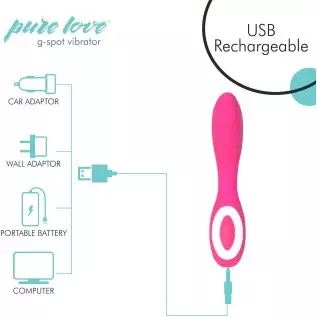 Pure Love G-Spot Silicone Vibrator Purple, Rechargeable, Water-Resistant and Multi Function, Adult Sex Toy
