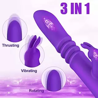 Thrusting Rabbit Vibrator Sex Toys for Women, 9.8" G-spot Vibrator with 3 Thrust & 7 Vibration Modes, Waterproof Clitoral Stimul