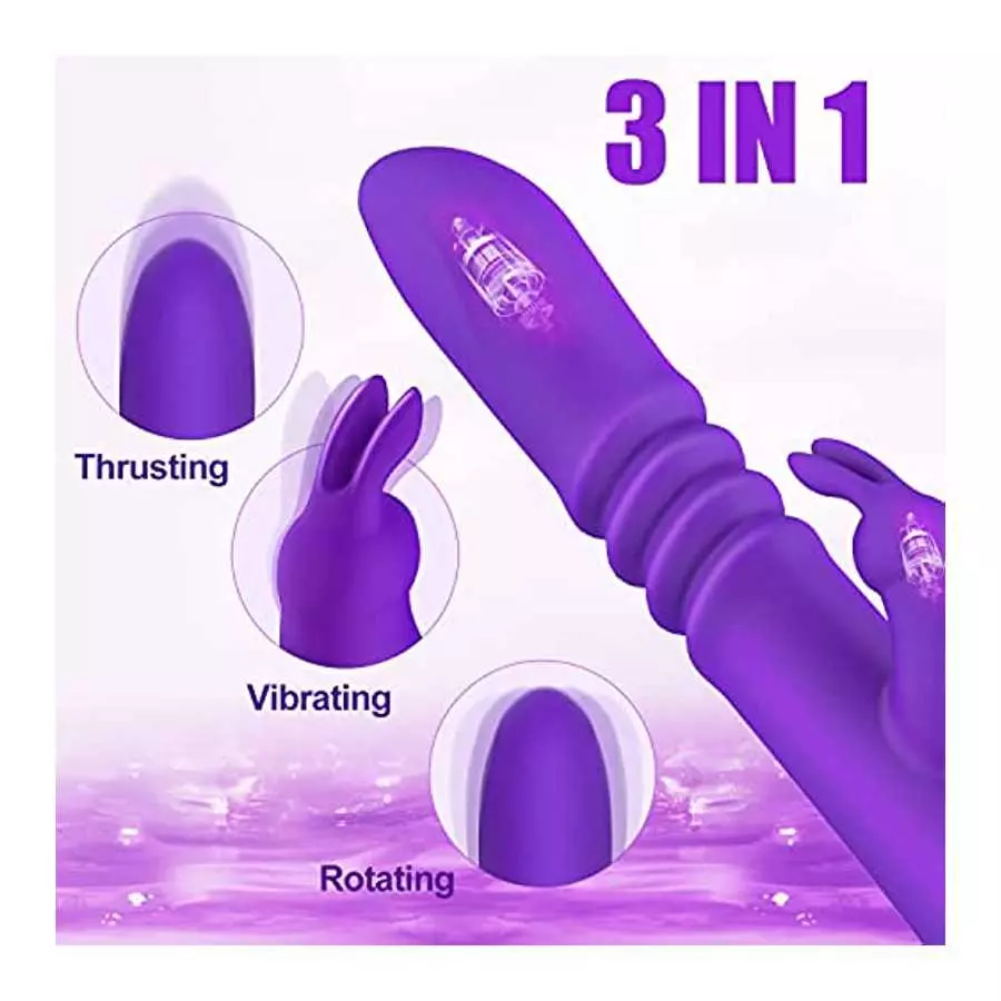 Thrusting Rabbit Vibrator Sex Toys for Women, 9.8" G-spot Vibrator with 3 Thrust & 7 Vibration Modes, Waterproof Clitoral Stimul