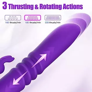 Thrusting Rabbit Vibrator Sex Toys for Women, 9.8" G-spot Vibrator with 3 Thrust & 7 Vibration Modes, Waterproof Clitoral Stimul