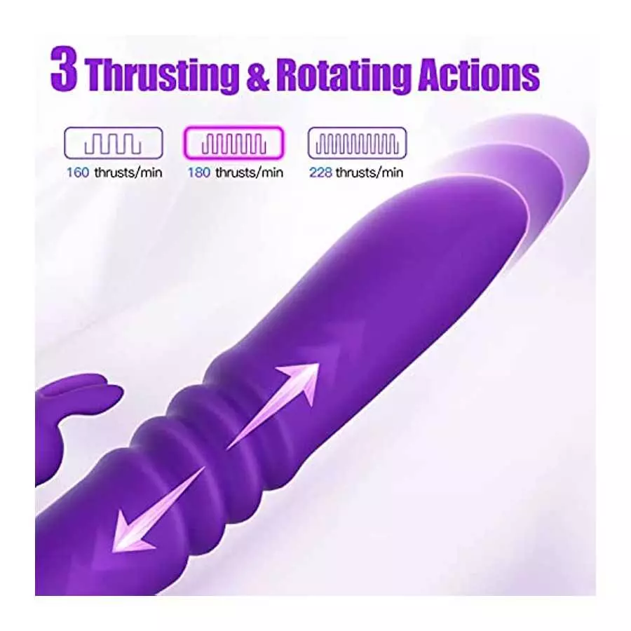 Thrusting Rabbit Vibrator Sex Toys for Women, 9.8" G-spot Vibrator with 3 Thrust & 7 Vibration Modes, Waterproof Clitoral Stimul