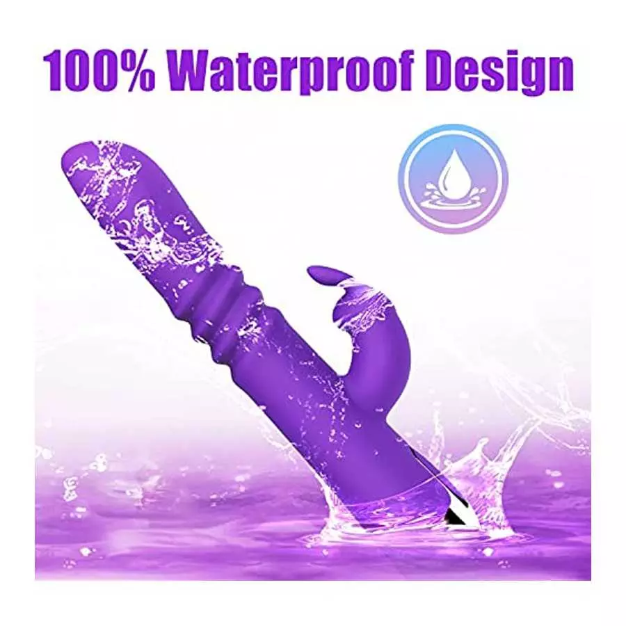 Thrusting Rabbit Vibrator Sex Toys for Women, 9.8" G-spot Vibrator with 3 Thrust & 7 Vibration Modes, Waterproof Clitoral Stimul