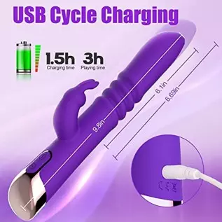 Thrusting Rabbit Vibrator Sex Toys for Women, 9.8" G-spot Vibrator with 3 Thrust & 7 Vibration Modes, Waterproof Clitoral Stimul