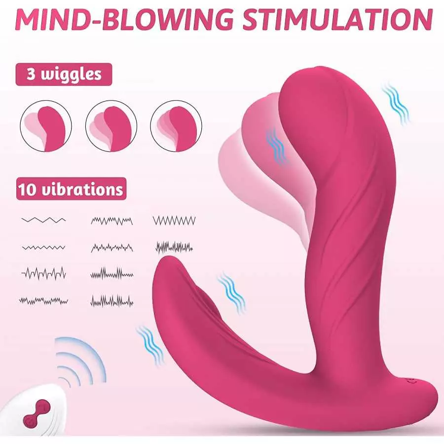 Finger Wiggling Wearable G Spot Vibrator - Denise, Whisper-Quiet Panty Vibrator with Remote Control, 3 Wiggling & 10 Vibrating B