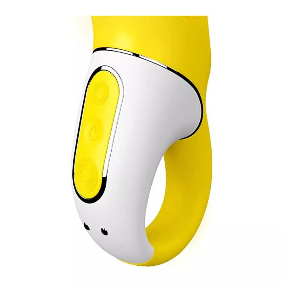 Satisfyer Yummy Sunshine G-Spot Vibrator - Vibrating Dildo, Ribbed Shaft, 12 Vibration Programs, Retaining Ring - Soft Silicone,