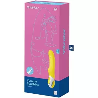 Satisfyer Yummy Sunshine G-Spot Vibrator - Vibrating Dildo, Ribbed Shaft, 12 Vibration Programs, Retaining Ring - Soft Silicone,