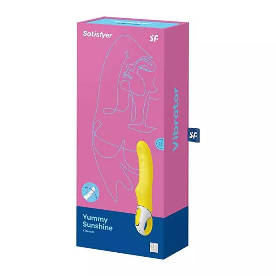 Satisfyer Yummy Sunshine G-Spot Vibrator - Vibrating Dildo, Ribbed Shaft, 12 Vibration Programs, Retaining Ring - Soft Silicone,