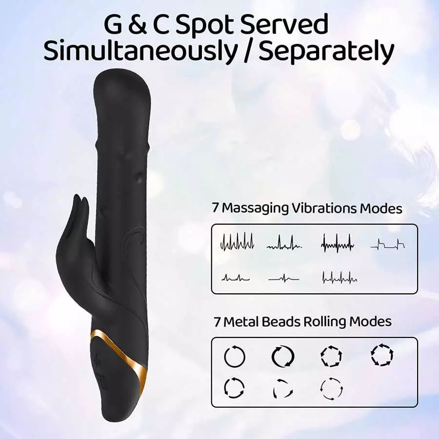Sexpplis Rabbit Vibrator for Women Rolling Beads with 21 Modes & 7 Speeds Waterproof G-spot Dildos for Female Sex Toys Pink